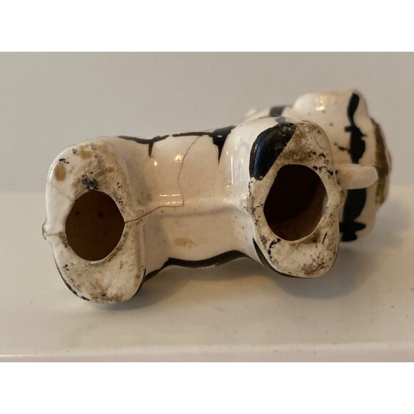 Scottie Terrier Dog Black White Plaid Puppy Porcelain Figurine Vintage - Picture 7 of 9